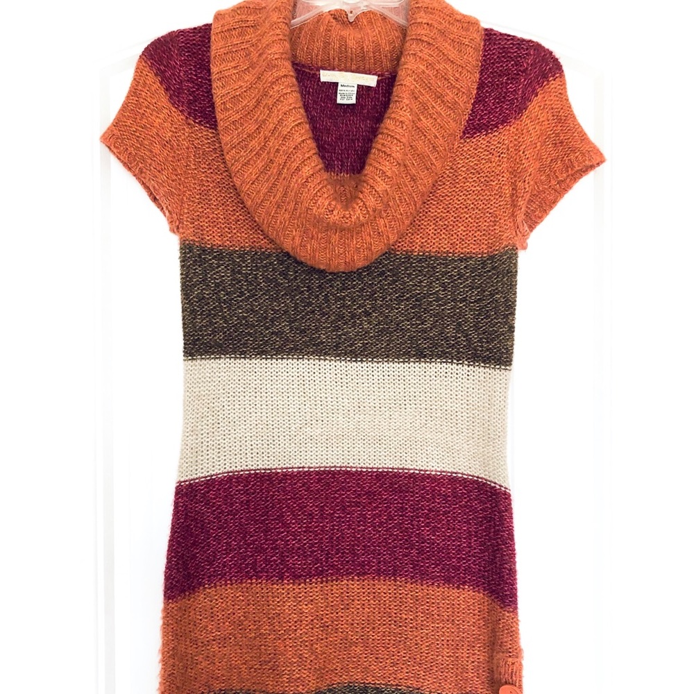 Cowl-Neck Stripe Sweater Dress